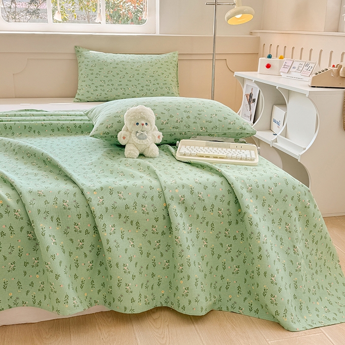 91家纺网 家纺一手货源 找家纺 爱彼家纺 2026春夏新款原棉老粗布小碎花风格系列二 春满园