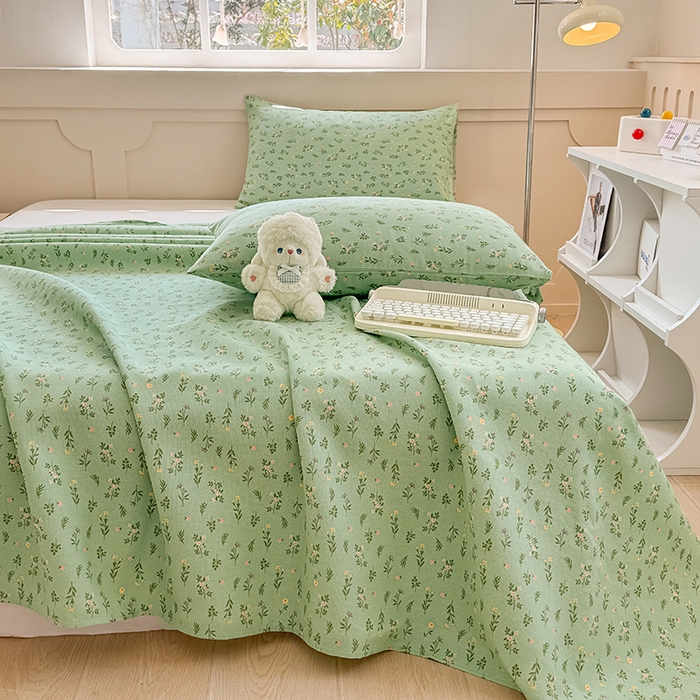 91家纺网 家纺一手货源 找家纺 爱彼家纺 2026春夏新款原棉老粗布小碎花风格系列二 春满园