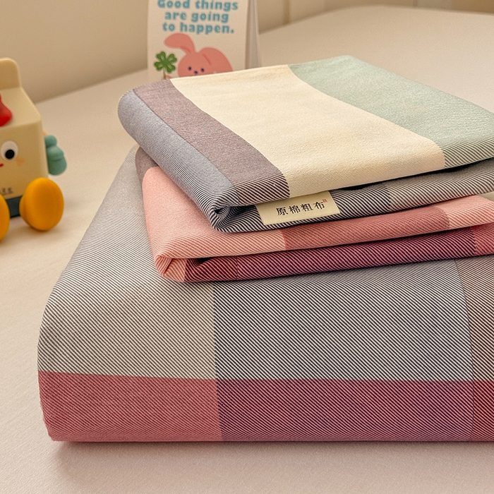 91家纺网 家纺一手货源 找家纺 爱彼家纺 2026春夏新款原棉老粗布小碎花风格系列二 古奈-豆沙