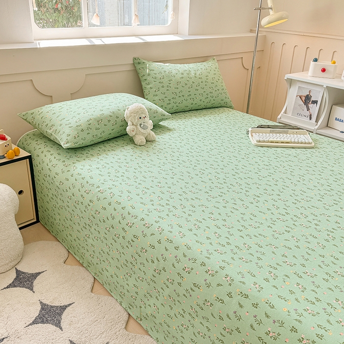 91家纺网 家纺一手货源 找家纺 爱彼家纺 2026春夏新款原棉老粗布小碎花风格系列二 春满园