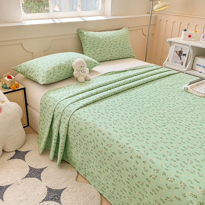 91家纺网 家纺一手货源 找家纺 爱彼家纺 2026春夏新款原棉老粗布小碎花风格系列二 春满园