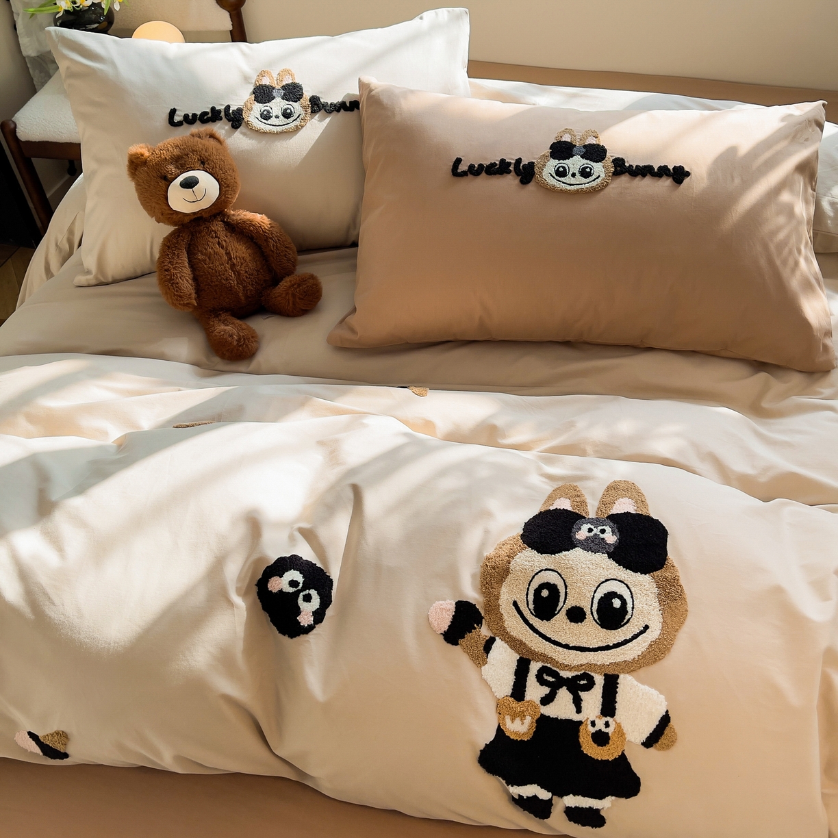 91家纺网 家纺一手货源 找家纺 炫拼家纺 2026新款卡通满版毛巾绣A类全棉40支水洗棉四件套-星辰系列 星辰-甜甜兔