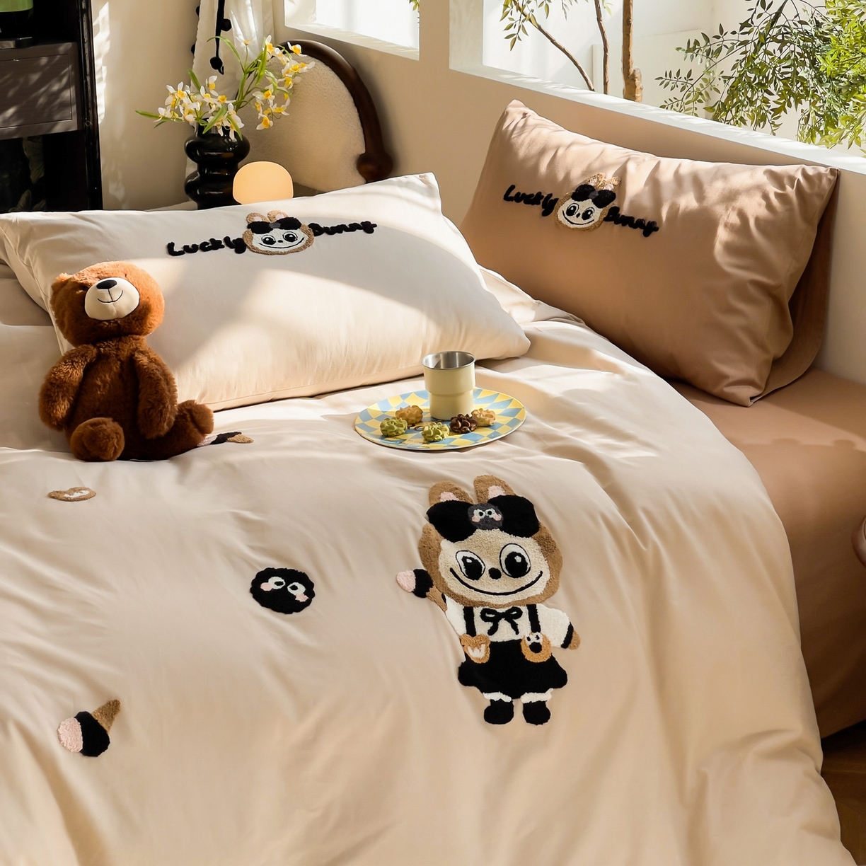 91家纺网 家纺一手货源 找家纺 炫拼家纺 2026新款卡通满版毛巾绣A类全棉40支水洗棉四件套-星辰系列 星辰-甜甜兔