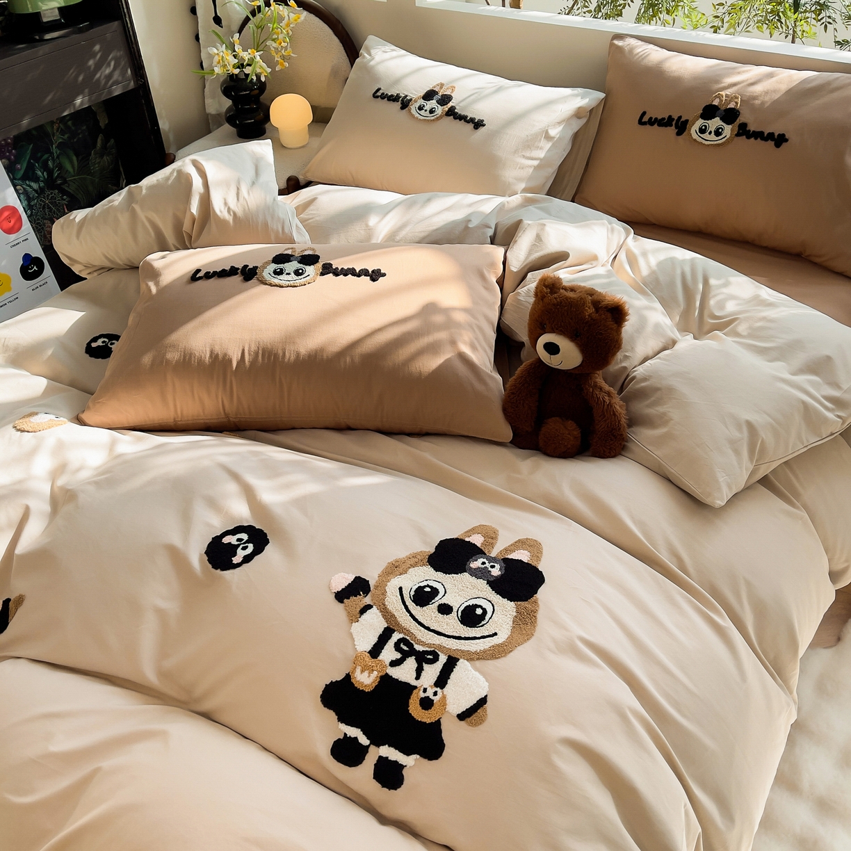 91家纺网 家纺一手货源 找家纺 炫拼家纺 2026新款卡通满版毛巾绣A类全棉40支水洗棉四件套-星辰系列 星辰-甜甜兔