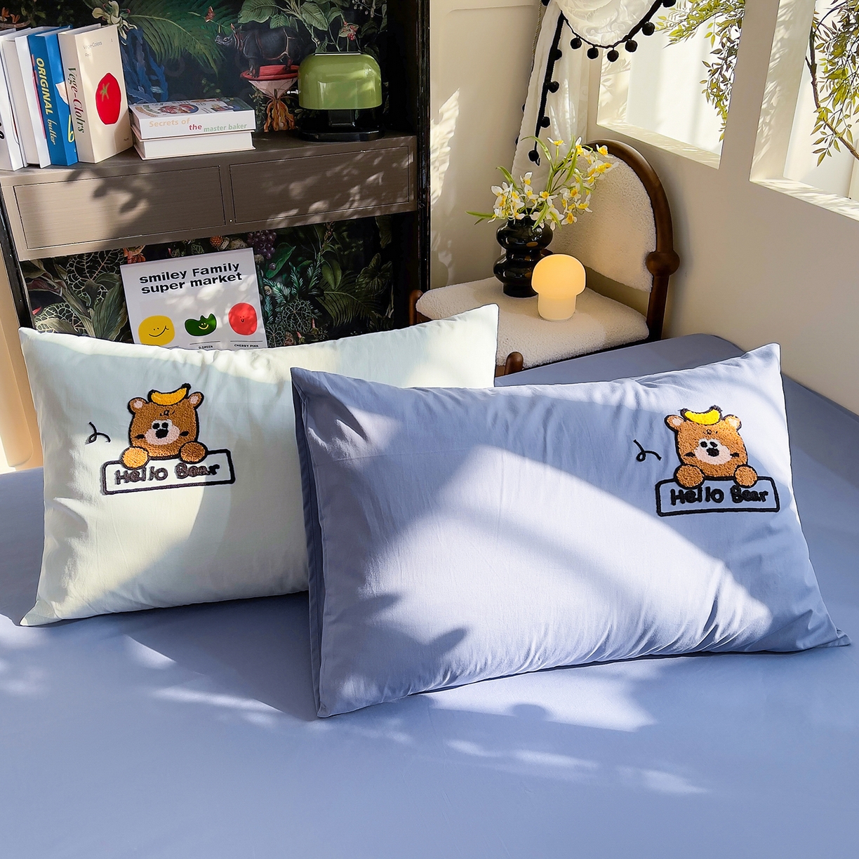 91家纺网 家纺一手货源 找家纺 炫拼家纺 2026新款卡通满版毛巾绣A类全棉40支水洗棉四件套-星辰系列 星辰-香蕉熊