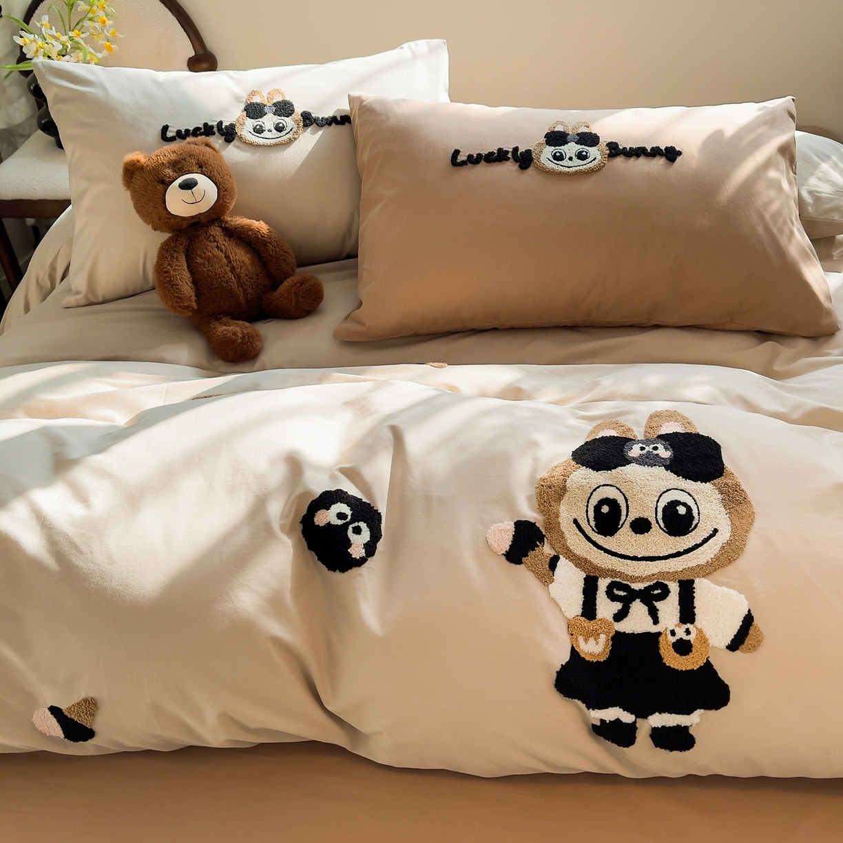 91家纺网 家纺一手货源 找家纺 （总）炫拼家纺 2026新款卡通满版毛巾绣A类全棉40支水洗棉四件套-星辰系列