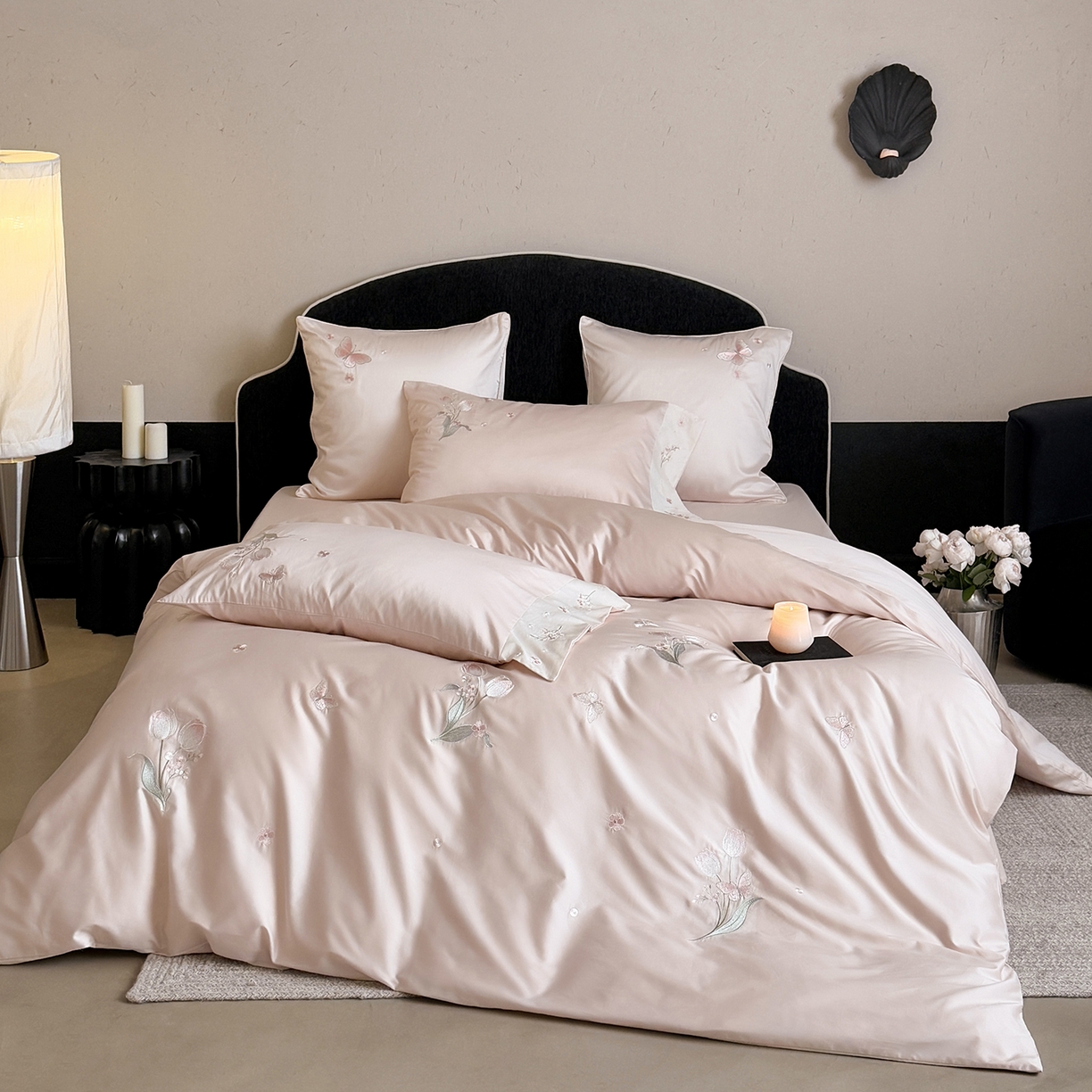 91家纺网 家纺一手货源 找家纺 （总）鹿班家居 2026春季新品100S长绒棉精密刺绣系列四件套-悦己如花（标准会员-20元)