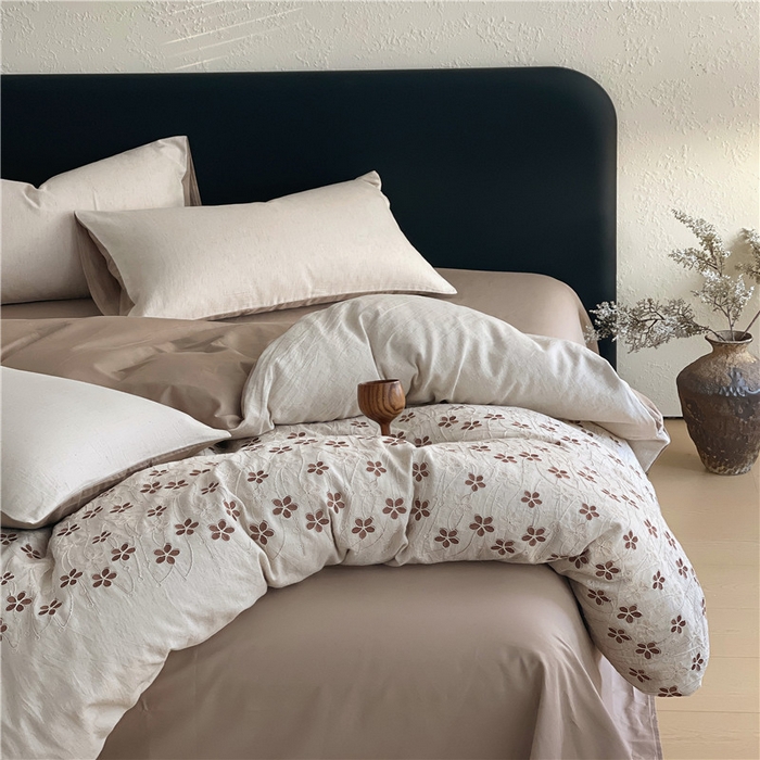 91家纺网 家纺一手货源 找家纺 琪格格纺织 2026新款棉麻特种刺绣高奢四件套 月移花影