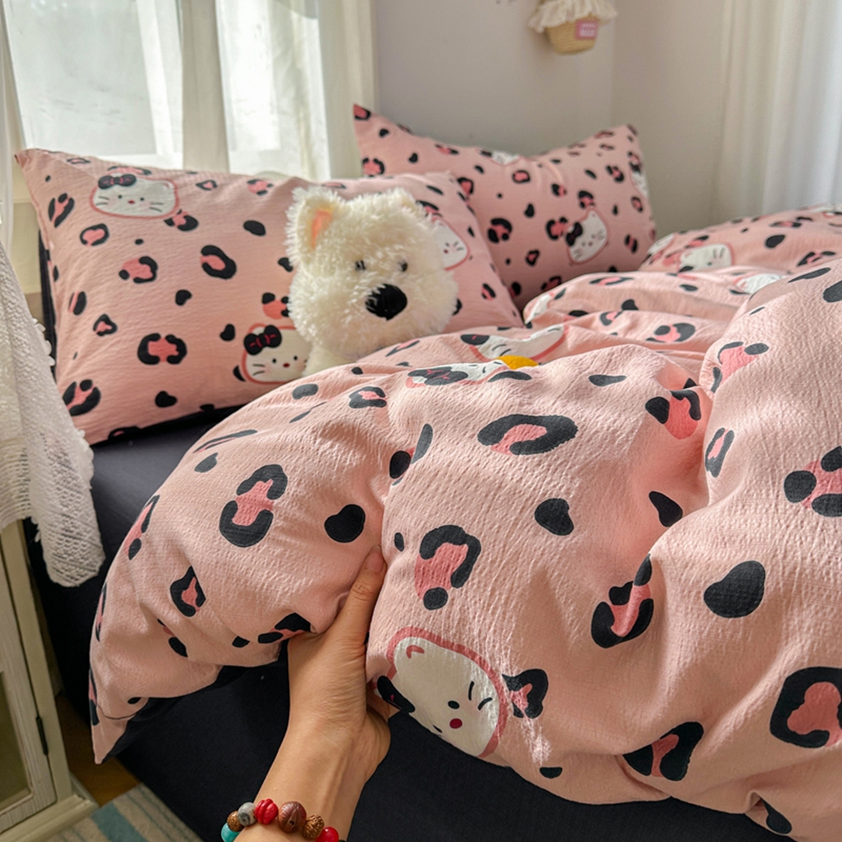 91家纺网 家纺一手货源 找家纺 （总）宏源家纺 2026新款云感提花双层纱四件套