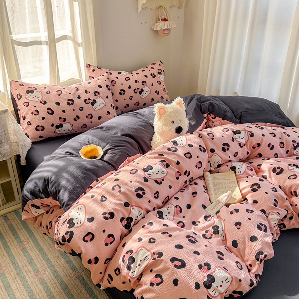 91家纺网 家纺一手货源 找家纺 （总）宏源家纺 2026新款云感提花双层纱四件套