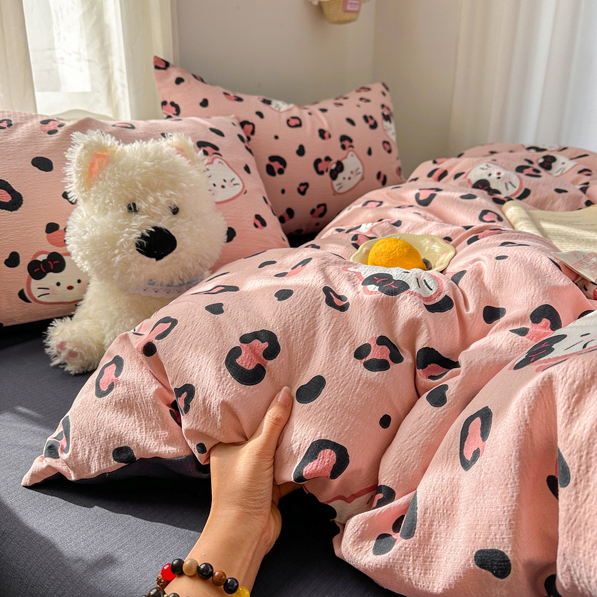 91家纺网 家纺一手货源 找家纺 （总）宏源家纺 2026新款云感提花双层纱四件套