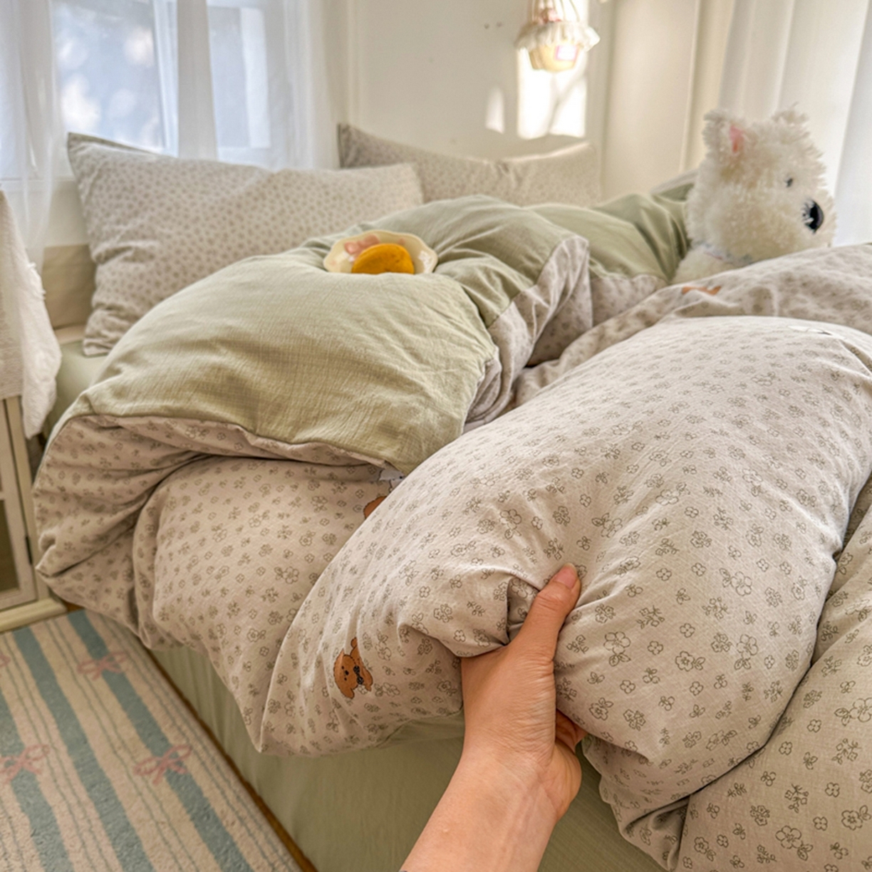 91家纺网 家纺一手货源 找家纺 （总）宏源家纺 2026新款云感提花双层纱四件套