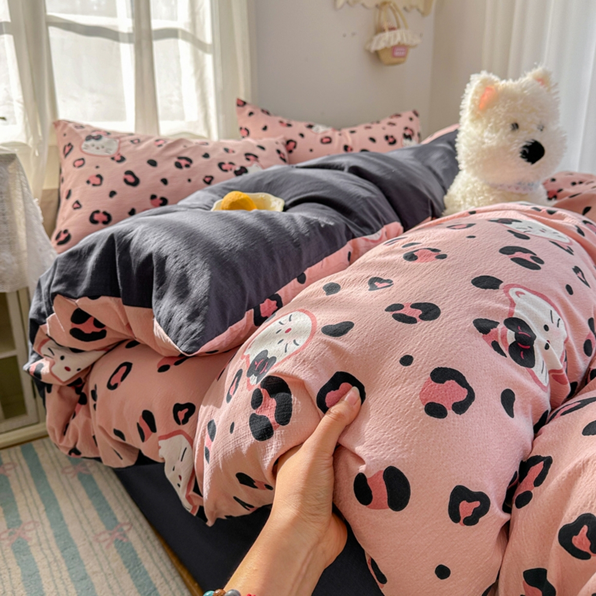 91家纺网 家纺一手货源 找家纺 （总）宏源家纺 2026新款云感提花双层纱四件套