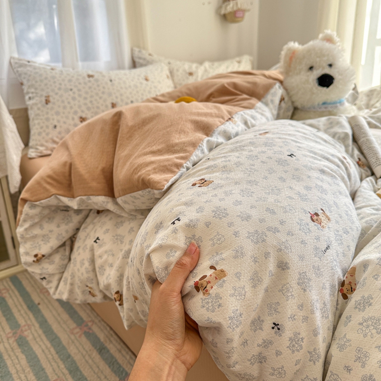 91家纺网 家纺一手货源 找家纺 （总）宏源家纺 2026新款云感提花双层纱四件套