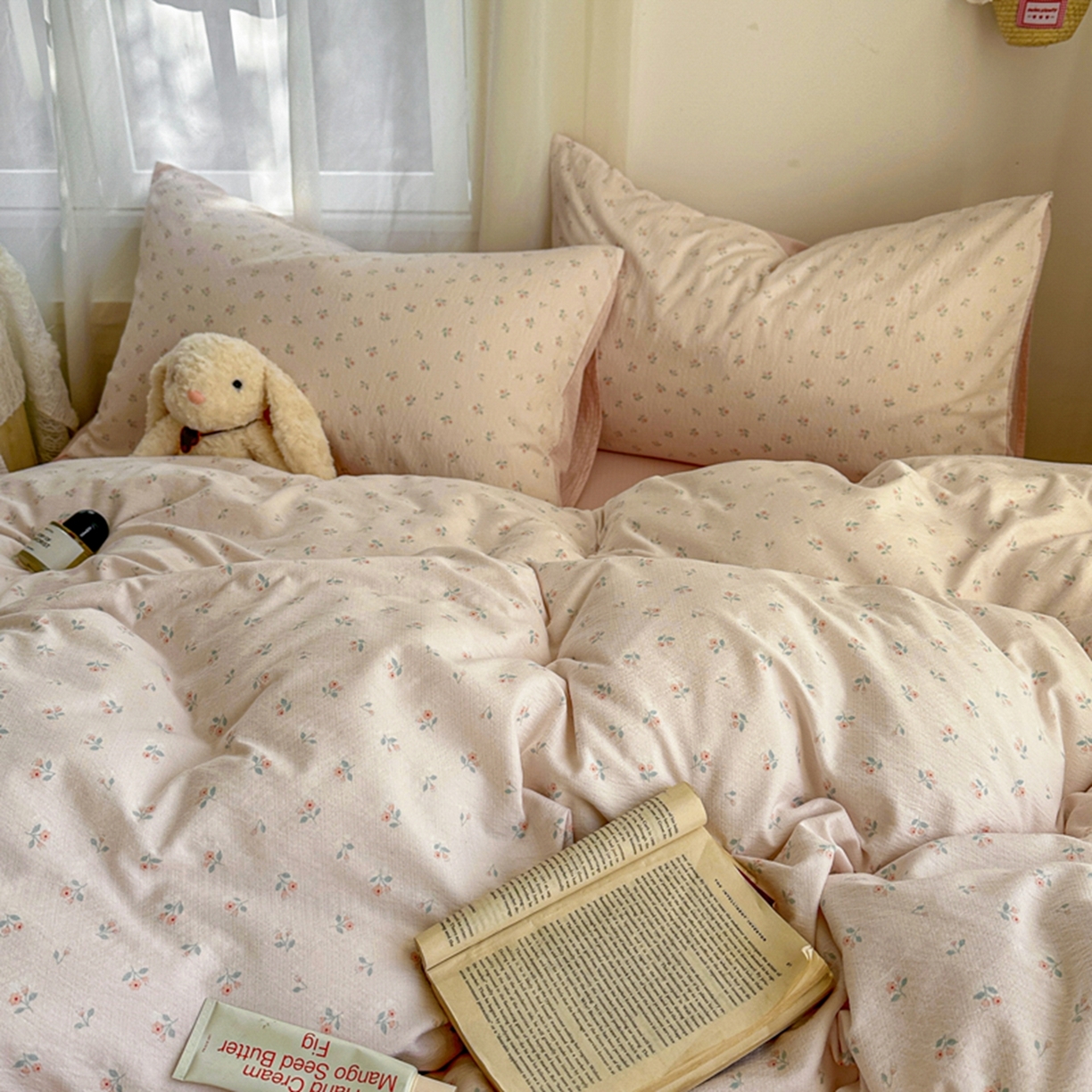 91家纺网 家纺一手货源 找家纺 宏源家纺 2026新款云感提花双层纱四件套 温馨