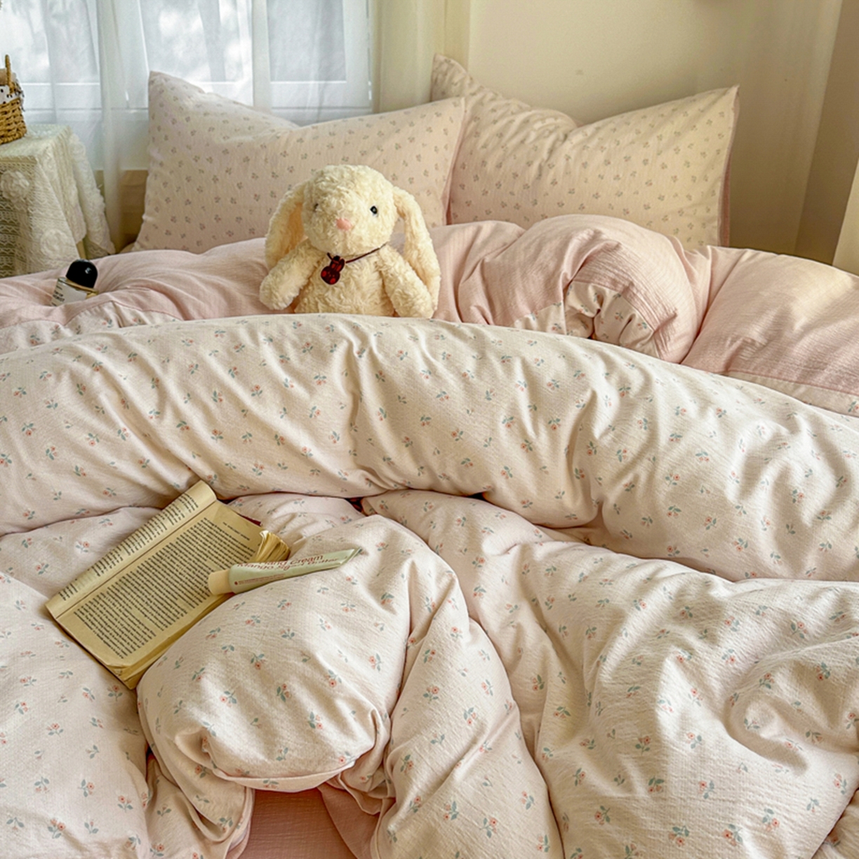 91家纺网 家纺一手货源 找家纺 宏源家纺 2026新款云感提花双层纱四件套 温馨