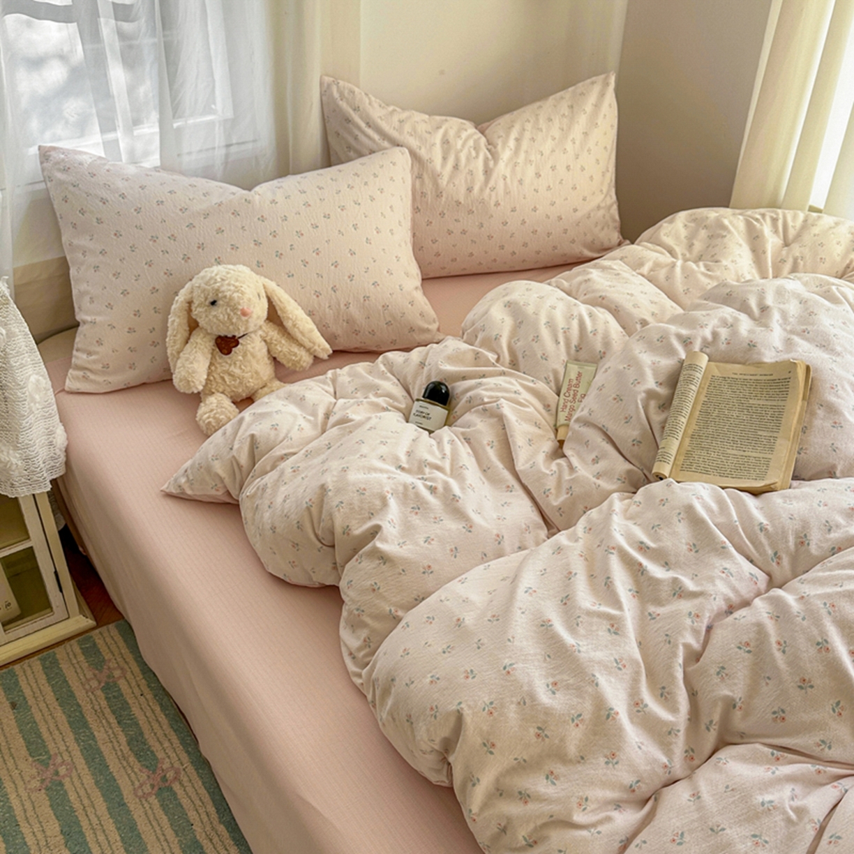 91家纺网 家纺一手货源 找家纺 宏源家纺 2026新款云感提花双层纱四件套 温馨