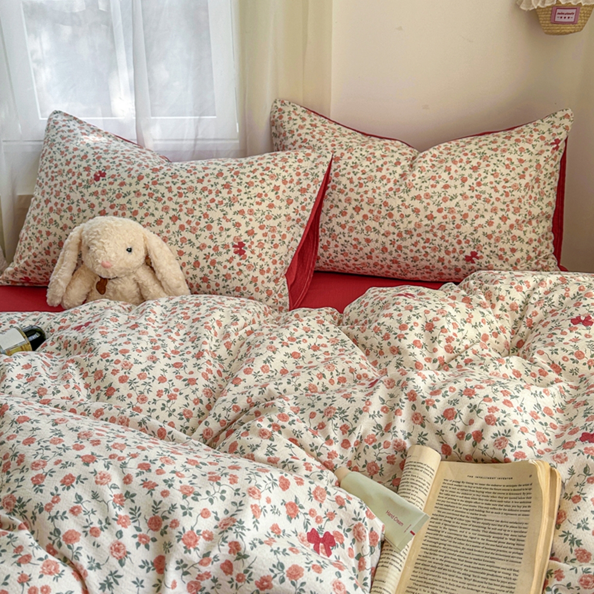 91家纺网 家纺一手货源 找家纺 宏源家纺 2026新款云感提花双层纱四件套 花境