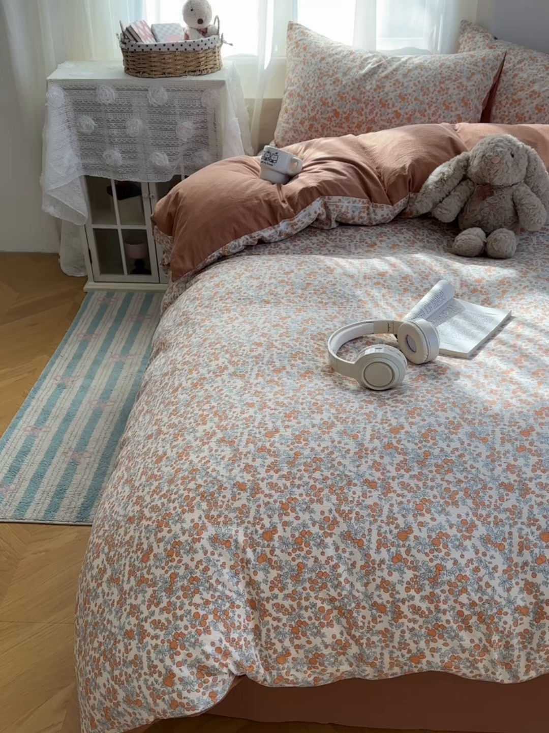 91家纺网 家纺一手货源 找家纺 宏源家纺 2026新款云感提花双层纱四件套 知画