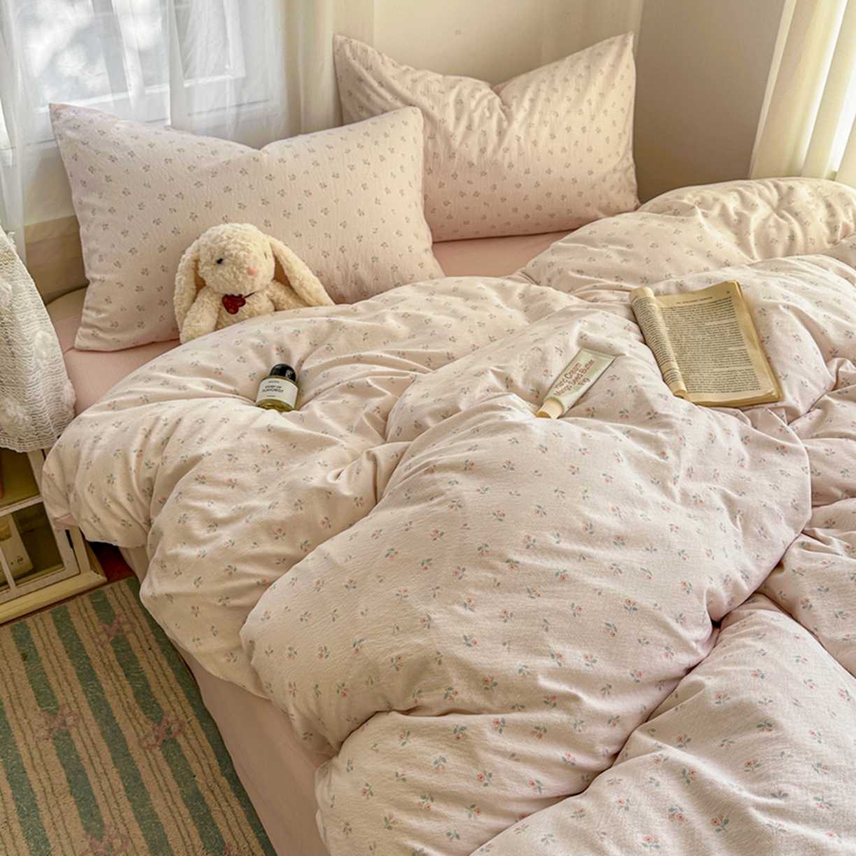 91家纺网 家纺一手货源 找家纺 宏源家纺 2026新款云感提花双层纱四件套 温馨