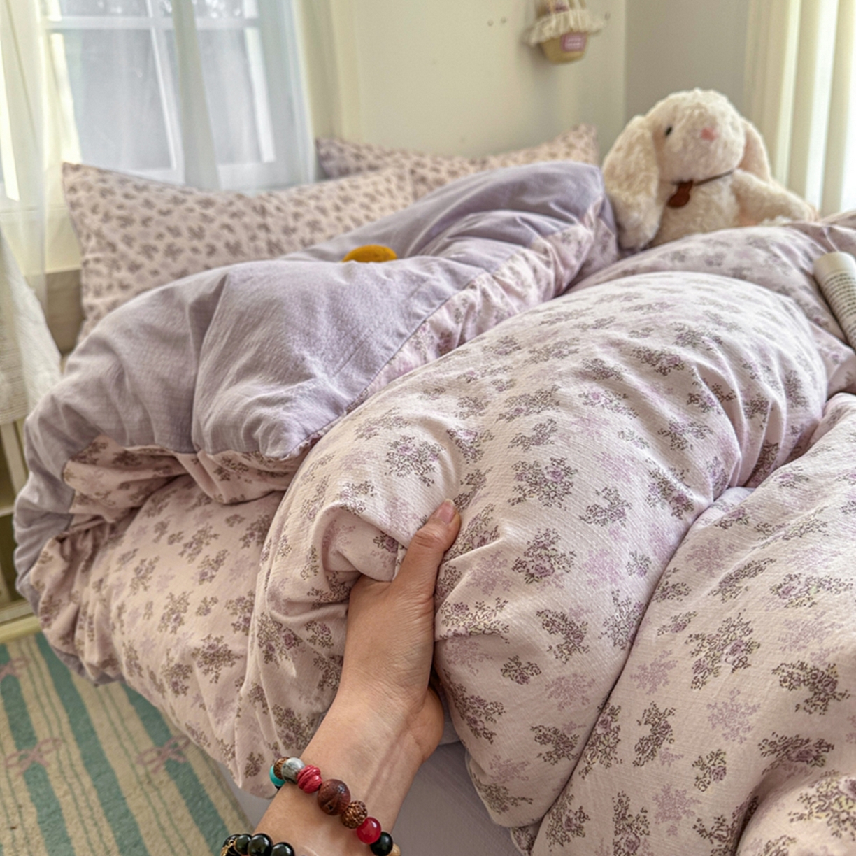 宏源家纺 2026新款云感提花双层纱四件套 花语