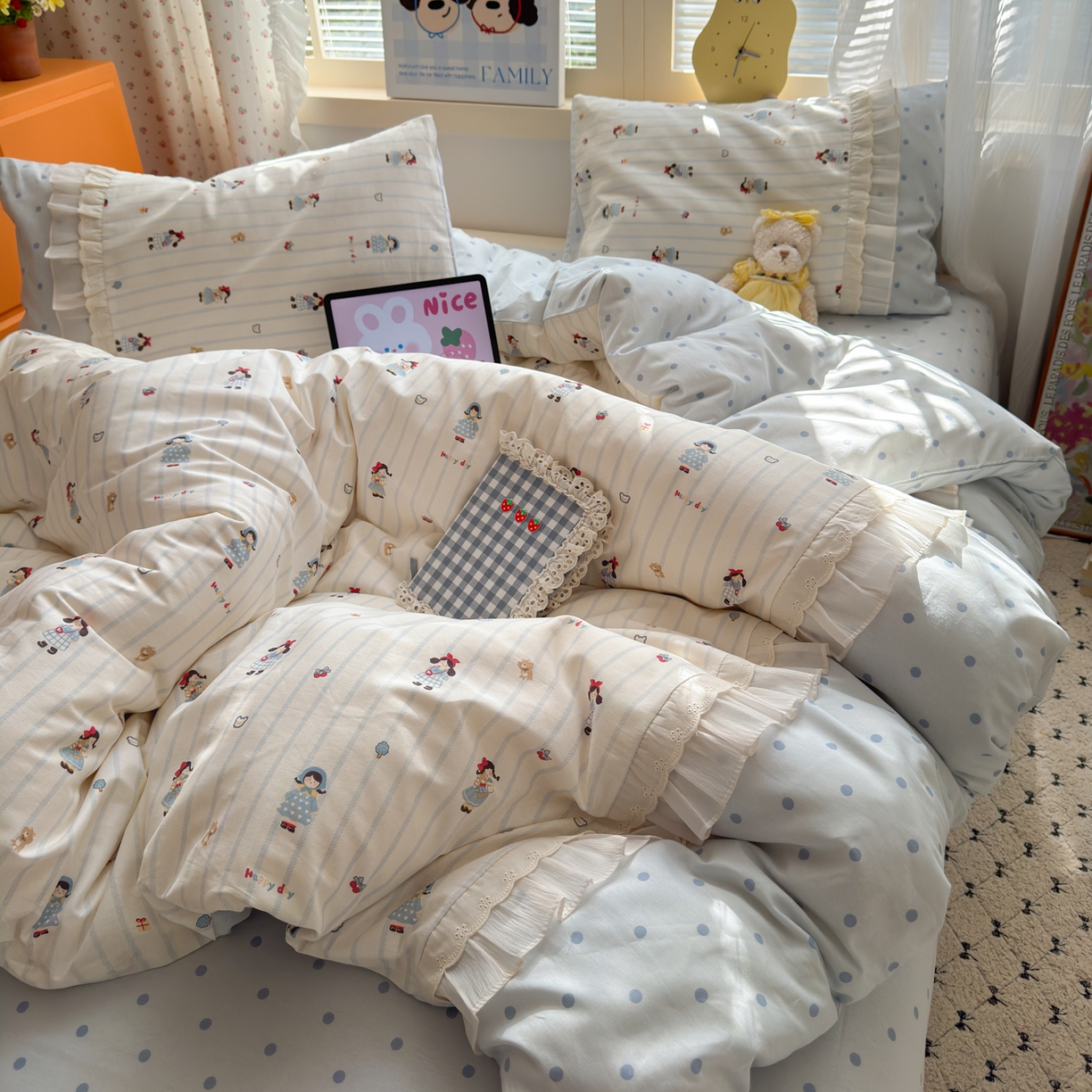 （总）云锦家居 2026新款纯棉拼接花边小清新工艺款四件套