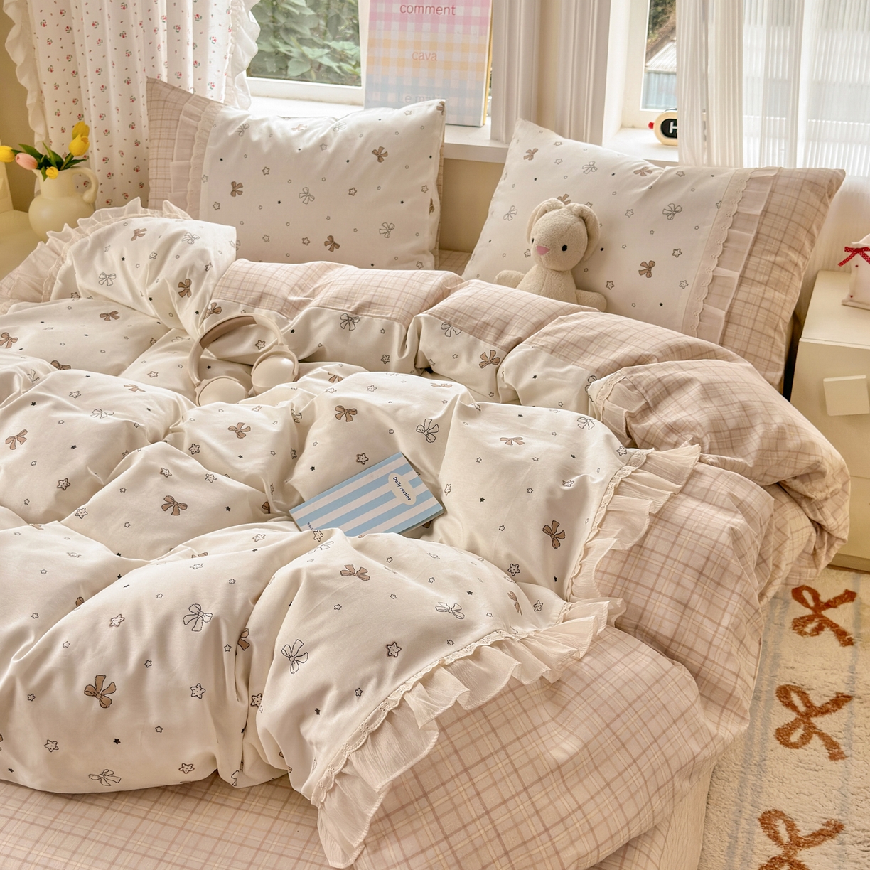 91家纺网 家纺一手货源 找家纺 （总）云锦家居 2026新款纯棉拼接花边小清新工艺款四件套