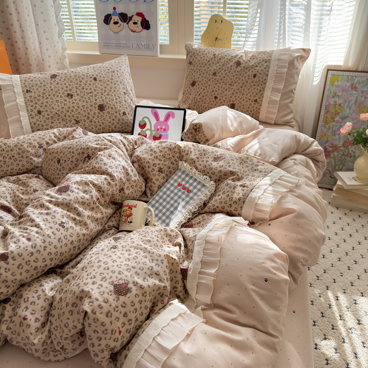 91家纺网 家纺一手货源 找家纺 （总）云锦家居 2026新款纯棉拼接花边小清新工艺款四件套