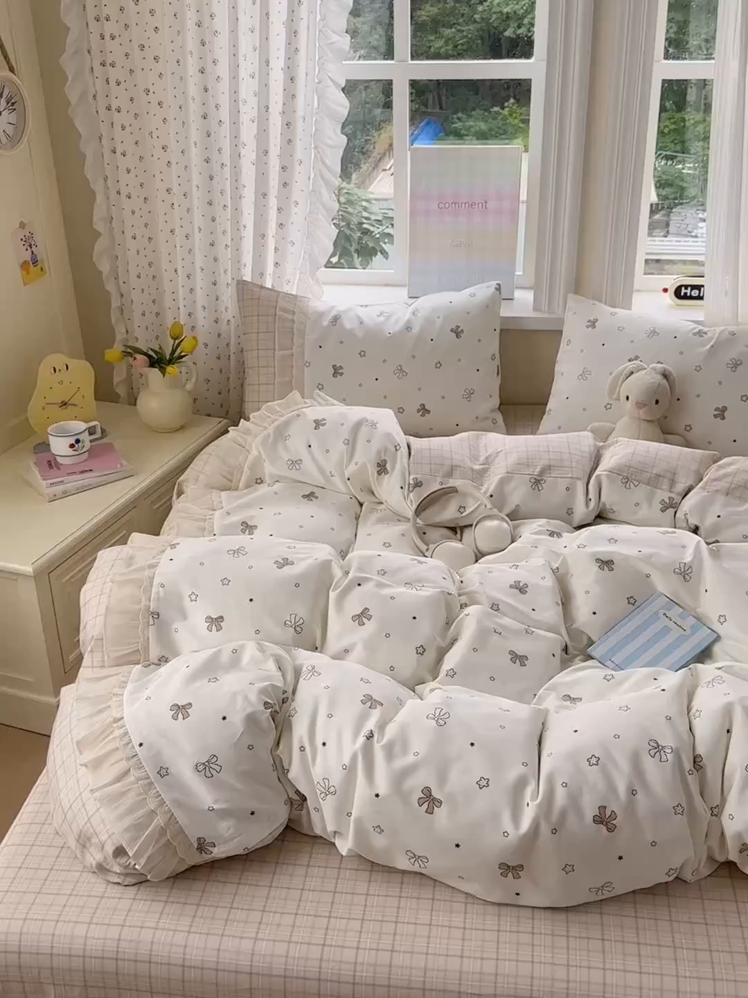 91家纺网 家纺一手货源 找家纺 云锦家居 2026新款纯棉拼接花边小清新工艺款四件套 凯莉梦境