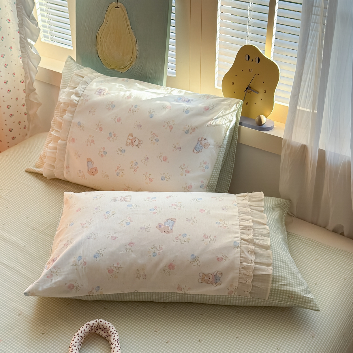 91家纺网 家纺一手货源 找家纺 云锦家居 2026新款纯棉拼接花边小清新工艺款四件套 浪花轻歌