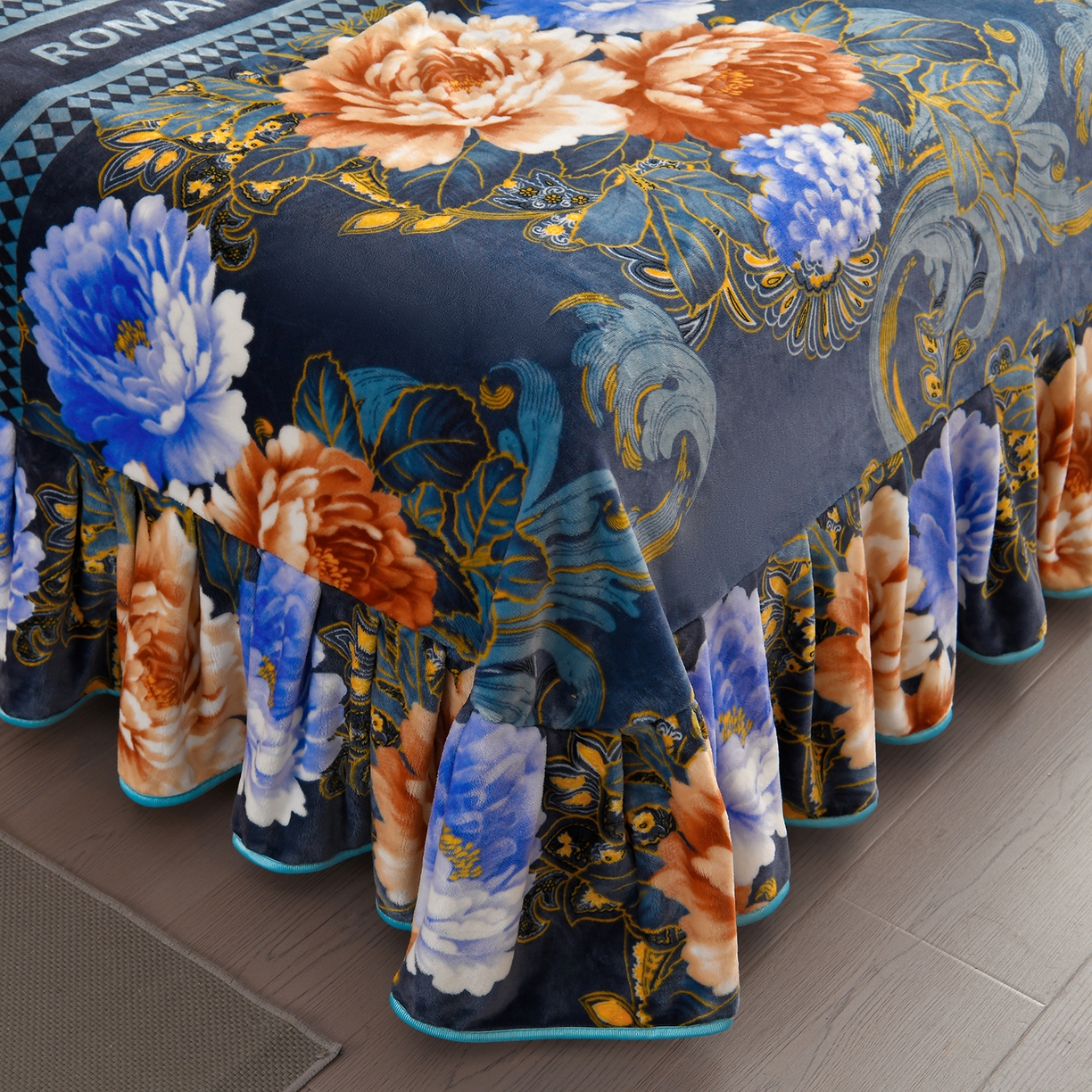 91家纺网 家纺一手货源 找家纺 （总）董成龙家纺 2026新款高克重9-10斤加厚印花超柔牛奶绒爆款法莱绒金貂绒床裙四件套控价