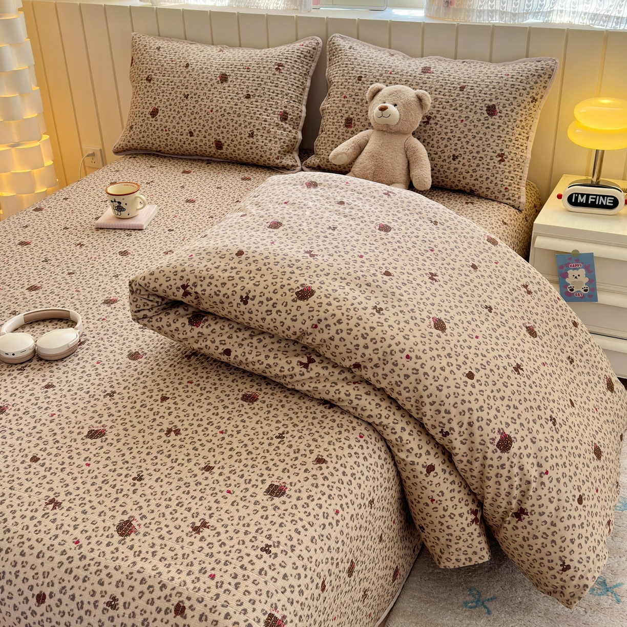 91家纺网 家纺一手货源 找家纺 云锦家居 2026新款双面纯棉小清新印花床盖款四件套 床盖款-千禧少女