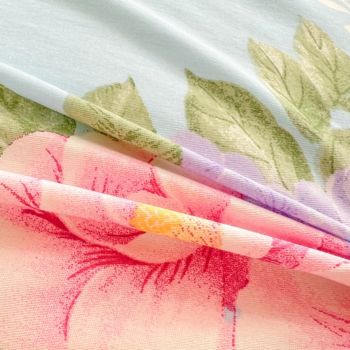 91家纺网 家纺一手货源 找家纺 世爵 2026新款全棉纯棉印花小清新单床单单品系列 花叶倾城-蓝