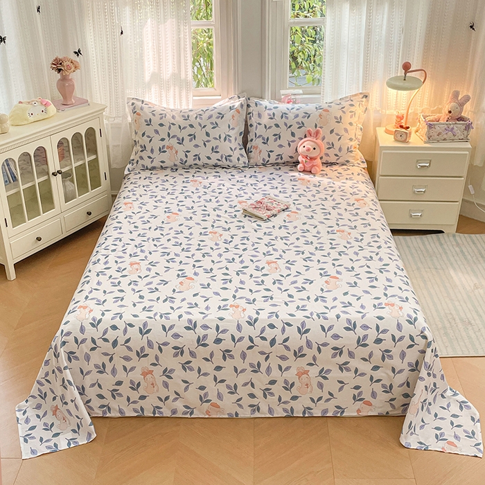 世爵 2026新款全棉纯棉印花小清新单床单单品系列 花园兔
