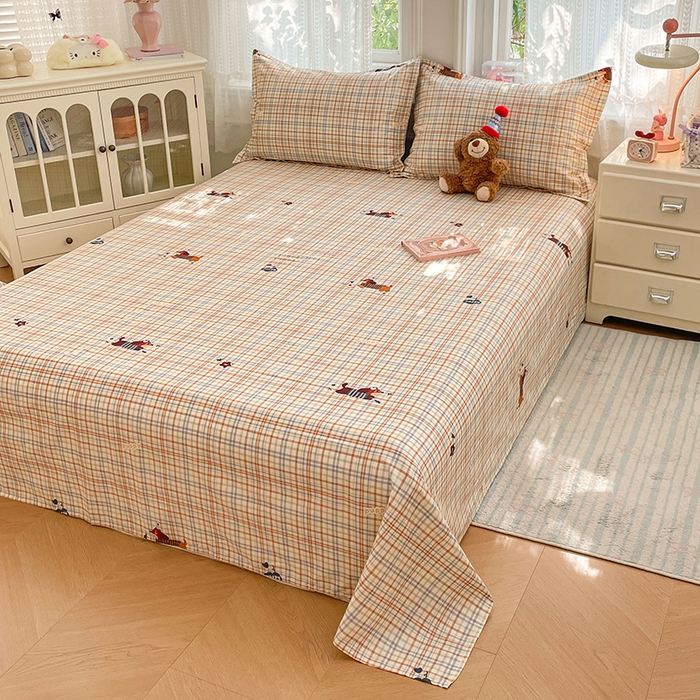 91家纺网 家纺一手货源 找家纺 世爵 2026新款全棉纯棉印花小清新单床单单品系列 可爱萌宠