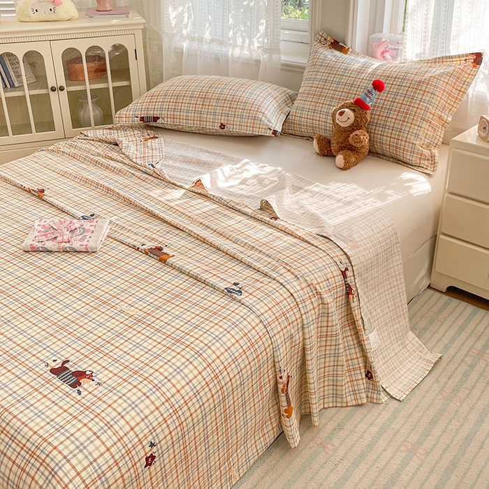 91家纺网 家纺一手货源 找家纺 世爵 2026新款全棉纯棉印花小清新单床单单品系列 可爱萌宠