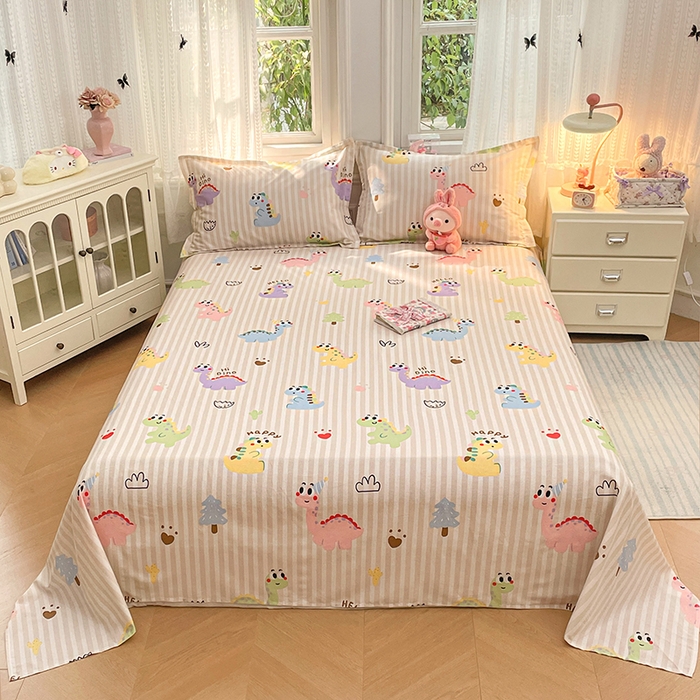 世爵 2026新款全棉纯棉印花小清新单床单单品系列 恐龙乐园