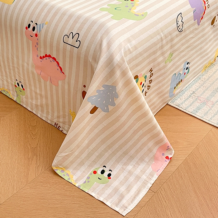 91家纺网 家纺一手货源 找家纺 世爵 2026新款全棉纯棉印花小清新单床单单品系列 恐龙乐园