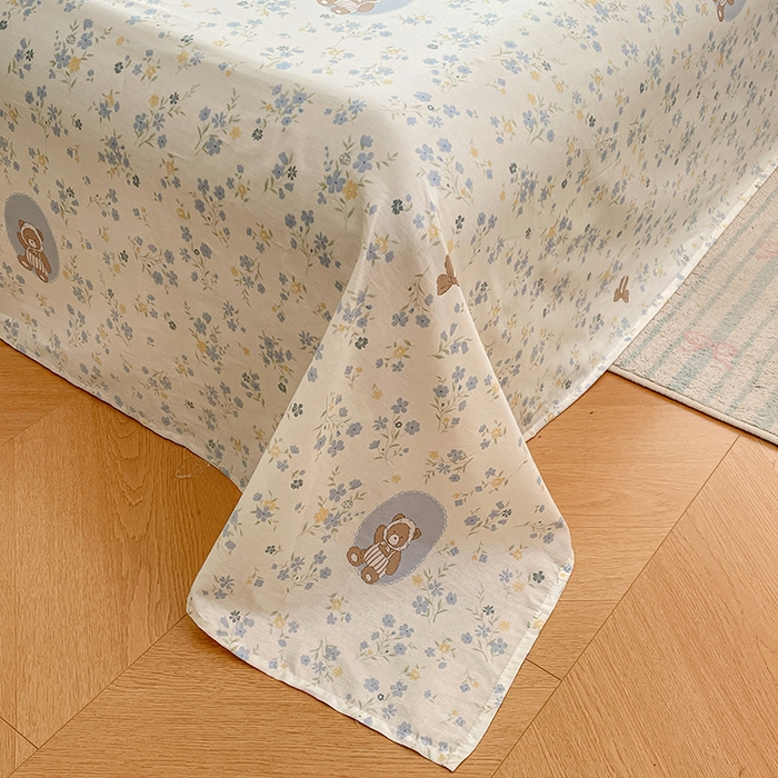 91家纺网 家纺一手货源 找家纺 世爵 2026新款全棉纯棉印花小清新单床单单品系列 秘境熊宝