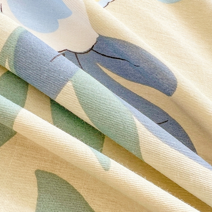 91家纺网 家纺一手货源 找家纺 世爵 2026新款全棉纯棉印花小清新单床单单品系列 木棉花-绿