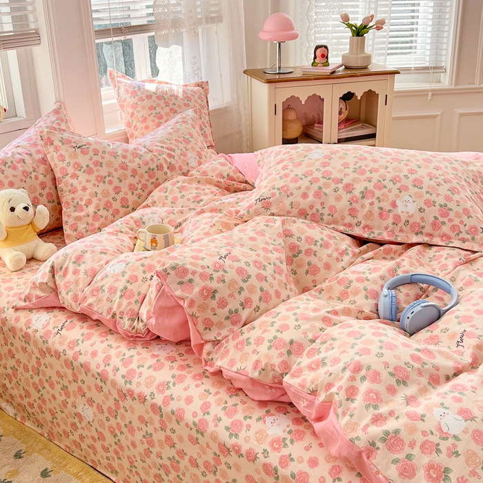 91家纺网 家纺一手货源 找家纺 世爵 2026新款全棉纯棉印花小清新单床单单品系列 浓情玫瑰