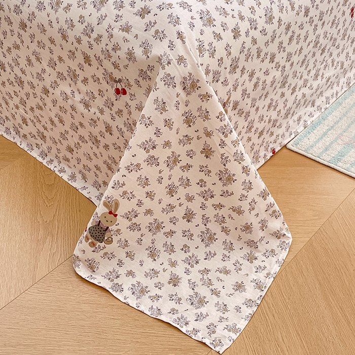 91家纺网 家纺一手货源 找家纺 世爵 2026新款全棉纯棉印花小清新单床单单品系列 田园小兔