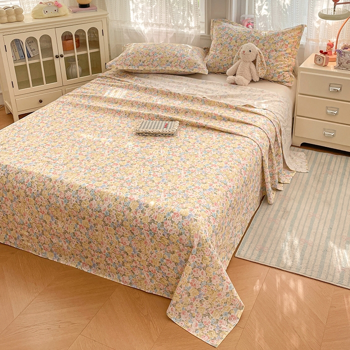 91家纺网 家纺一手货源 找家纺 世爵 2026新款全棉纯棉印花小清新单床单单品系列 仙本娜