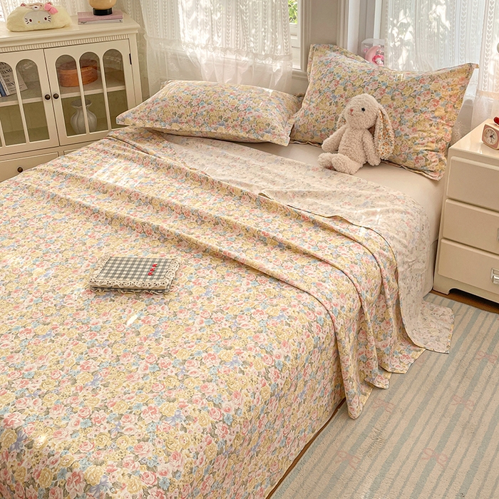 91家纺网 家纺一手货源 找家纺 世爵 2026新款全棉纯棉印花小清新单床单单品系列 仙本娜