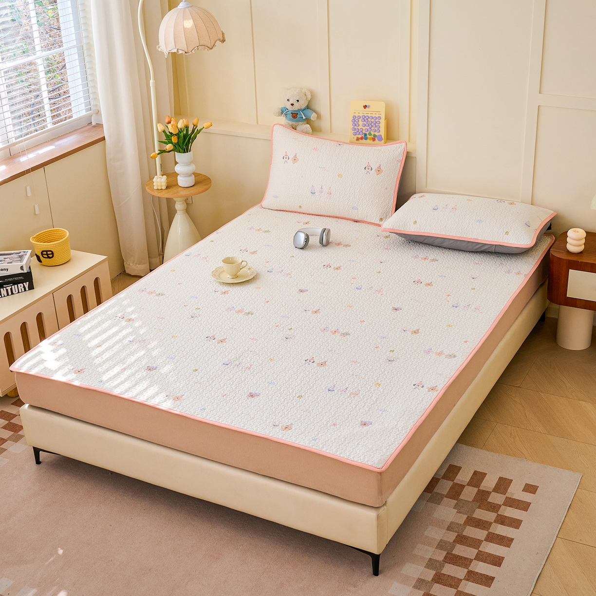 91家纺网 家纺一手货源 找家纺 （总）拾小柒 2026年新款全棉双层纱床护垫纯棉防滑床盖床褥子软床垫