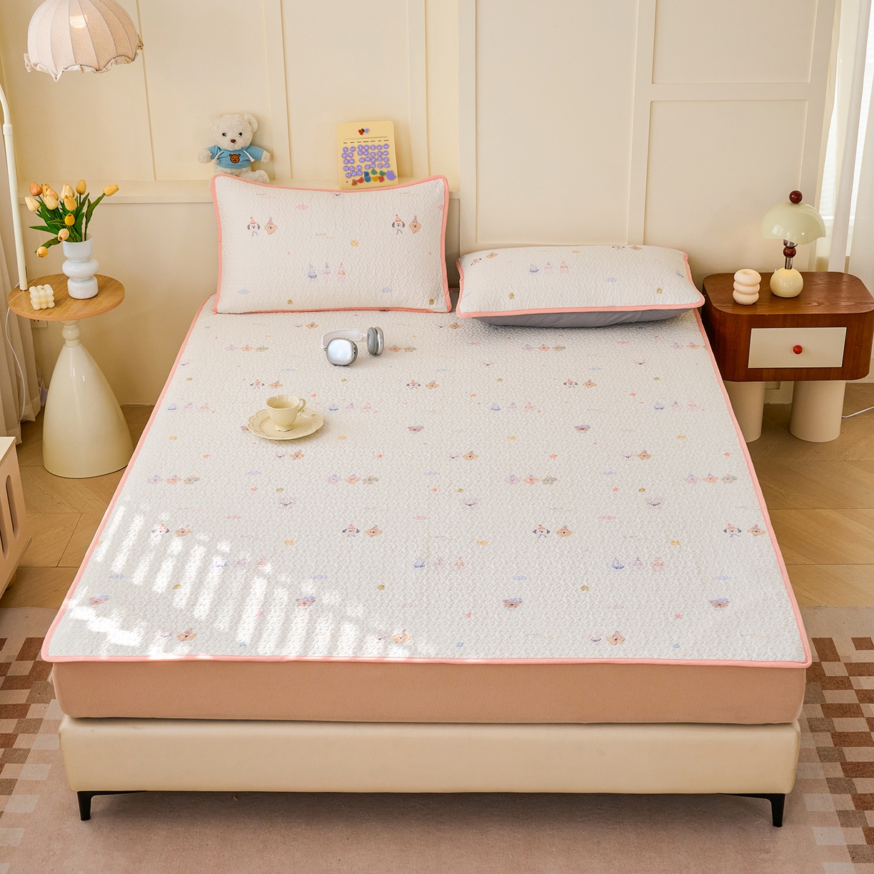 91家纺网 家纺一手货源 找家纺 （总）拾小柒 2026年新款全棉双层纱床护垫纯棉防滑床盖床褥子软床垫