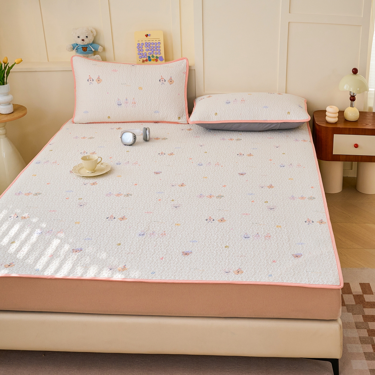 91家纺网 家纺一手货源 找家纺 （总）拾小柒 2026年新款全棉双层纱床护垫纯棉防滑床盖床褥子软床垫