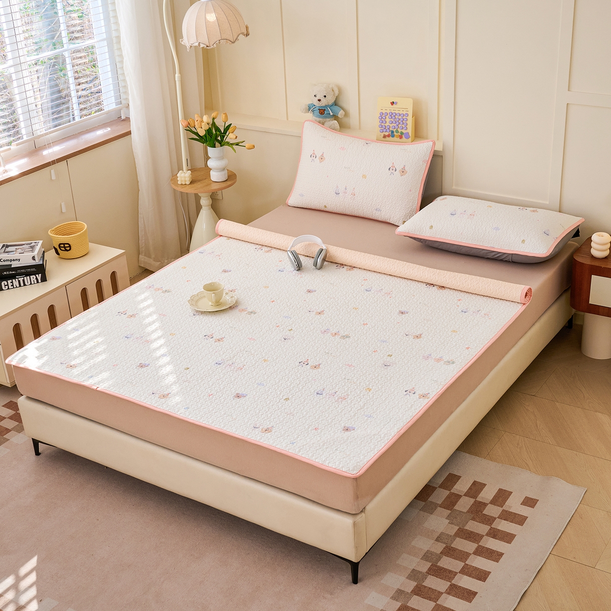 91家纺网 家纺一手货源 找家纺 （总）拾小柒 2026年新款全棉双层纱床护垫纯棉防滑床盖床褥子软床垫