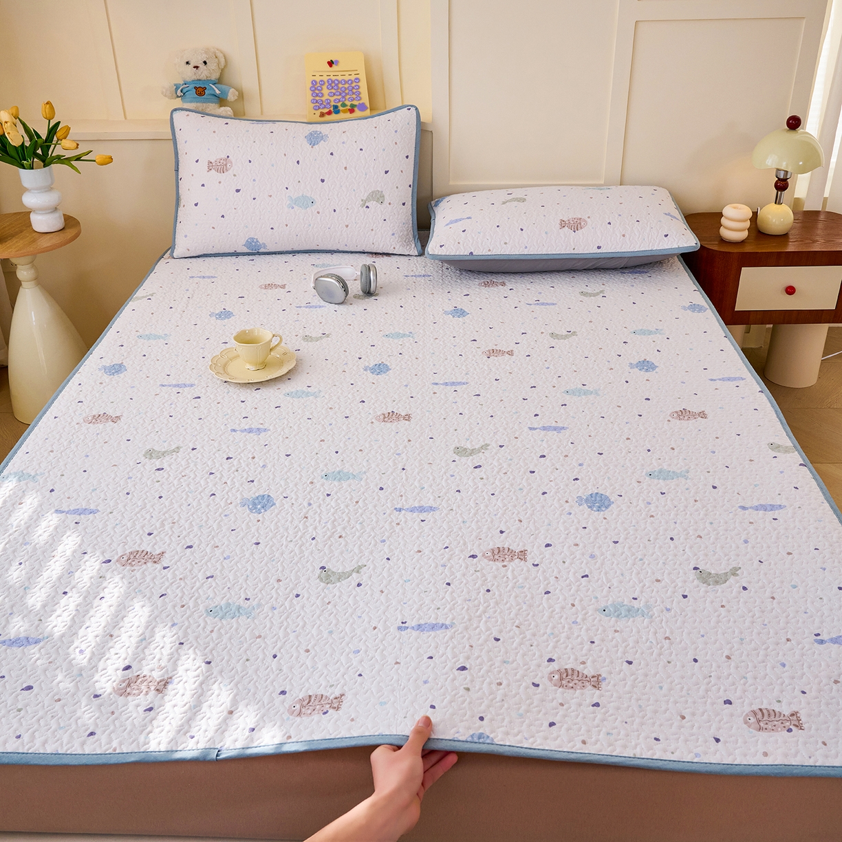 91家纺网 家纺一手货源 找家纺 （总）拾小柒 2026年新款全棉双层纱床护垫纯棉防滑床盖床褥子软床垫