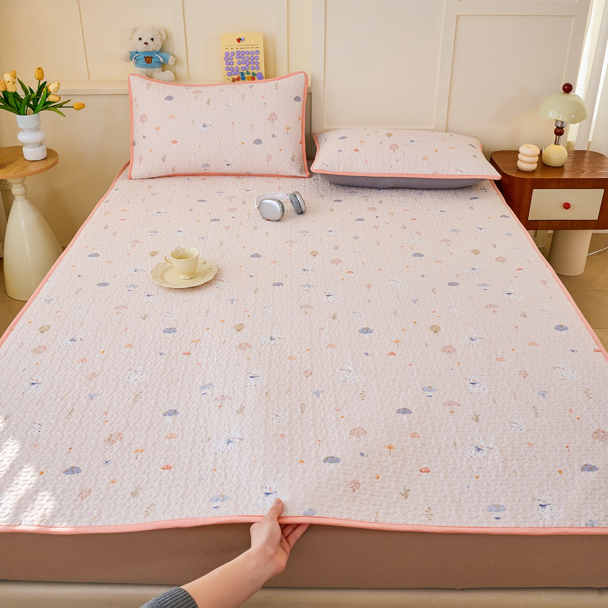 91家纺网 家纺一手货源 找家纺 （总）拾小柒 2026年新款全棉双层纱床护垫纯棉防滑床盖床褥子软床垫